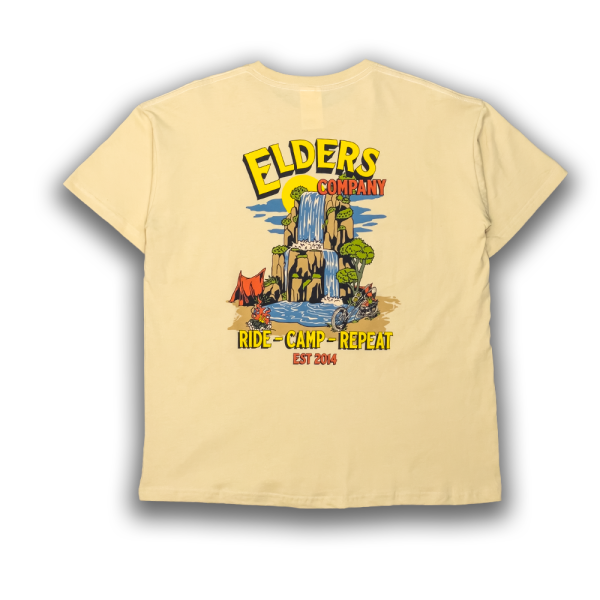 Kaos Lengan Pendek "Ride Camp Repeat" - Ivory